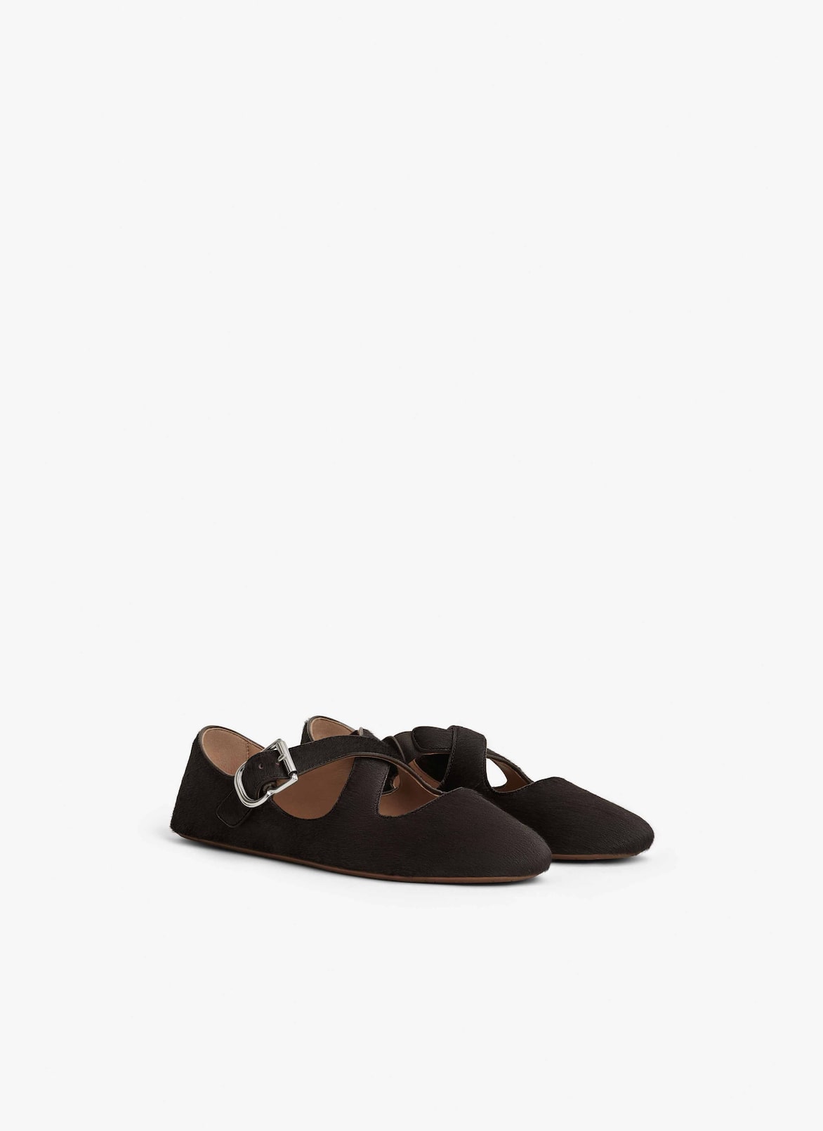 CRISS CROSS BALLET FLATS IN HAIRCALF ALAÏA CHOCOLATE CRISS CROSS BALLET FLATS IN HAIRCALF